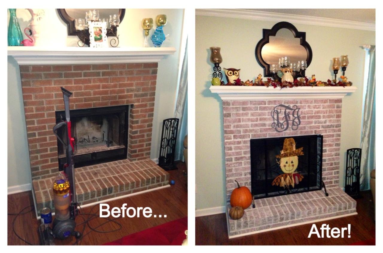 How To Whitewash A Brick Fireplace - The DIY Nuts How To Whitewash A Brick Fireplace - The DIY Nuts